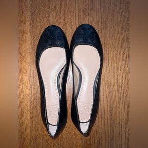 Tory Burch Black Leather Ballerina Flat
